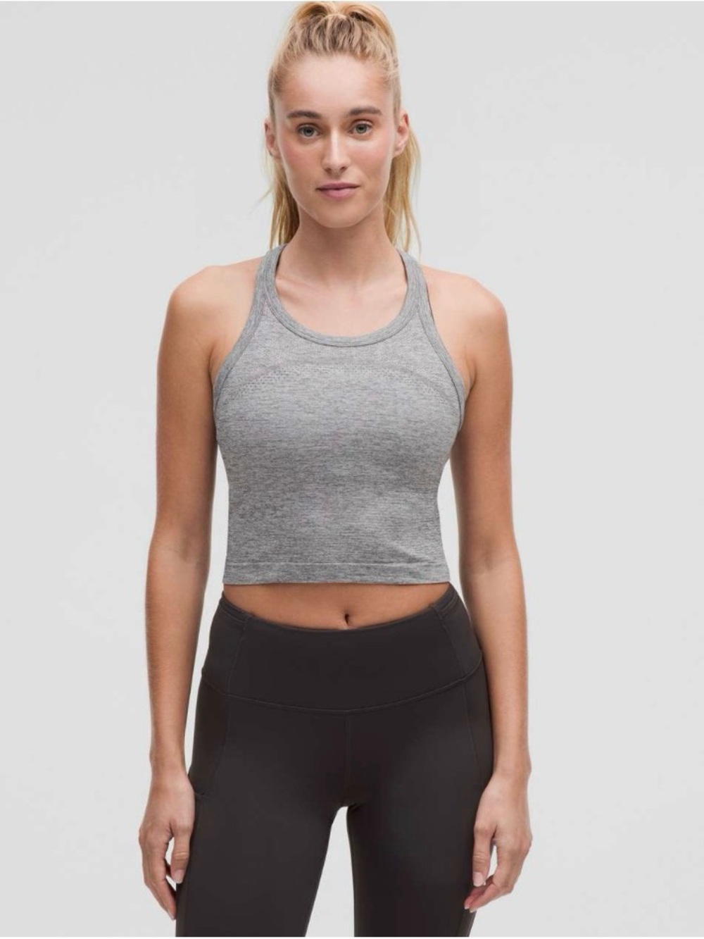 Lululemon Swiftly Tech Cropped Racerback Tank Top 2.0 – Slate/White
